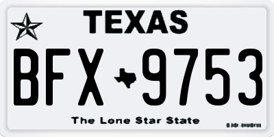 TX license plate BFX9753
