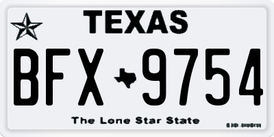 TX license plate BFX9754