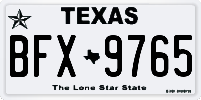 TX license plate BFX9765