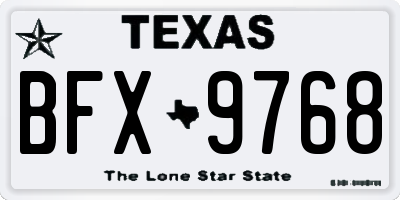 TX license plate BFX9768