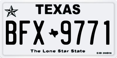 TX license plate BFX9771