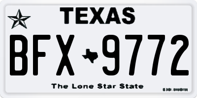 TX license plate BFX9772