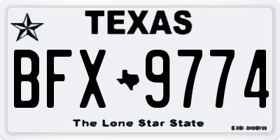 TX license plate BFX9774