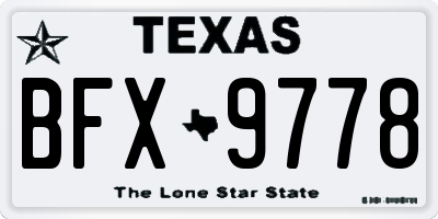TX license plate BFX9778