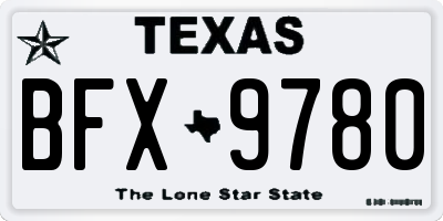 TX license plate BFX9780