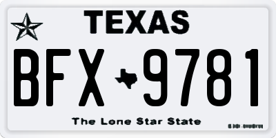 TX license plate BFX9781