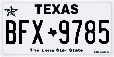 TX license plate BFX9785