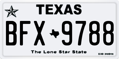 TX license plate BFX9788