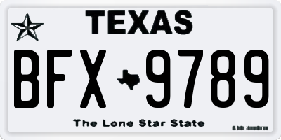 TX license plate BFX9789