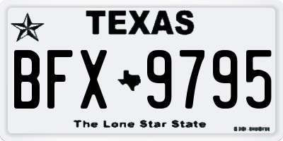 TX license plate BFX9795