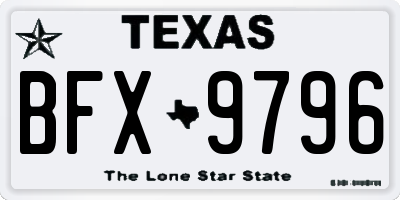 TX license plate BFX9796