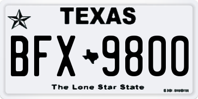 TX license plate BFX9800