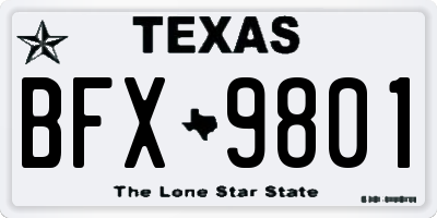 TX license plate BFX9801