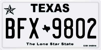 TX license plate BFX9802