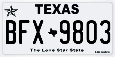TX license plate BFX9803