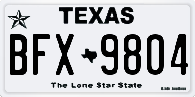 TX license plate BFX9804