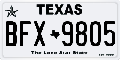 TX license plate BFX9805