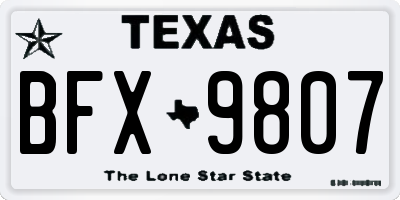 TX license plate BFX9807