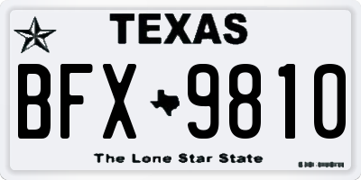 TX license plate BFX9810