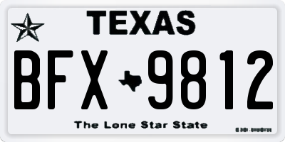 TX license plate BFX9812