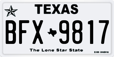 TX license plate BFX9817