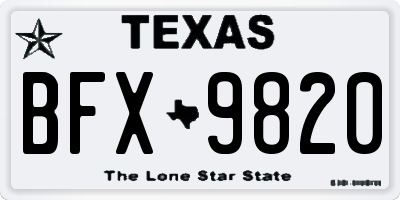 TX license plate BFX9820