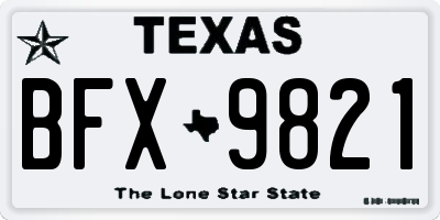 TX license plate BFX9821