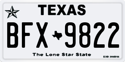 TX license plate BFX9822