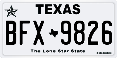 TX license plate BFX9826