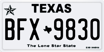 TX license plate BFX9830