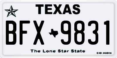 TX license plate BFX9831
