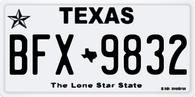 TX license plate BFX9832
