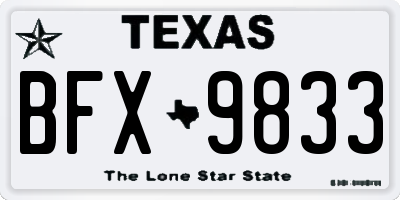 TX license plate BFX9833