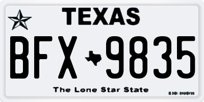TX license plate BFX9835