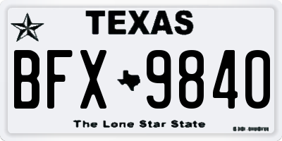 TX license plate BFX9840