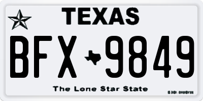 TX license plate BFX9849