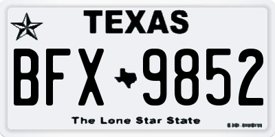TX license plate BFX9852