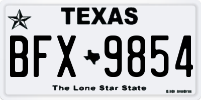 TX license plate BFX9854