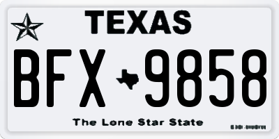 TX license plate BFX9858