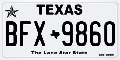 TX license plate BFX9860
