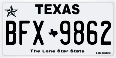 TX license plate BFX9862