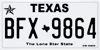 TX license plate BFX9864