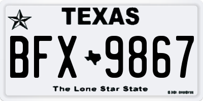 TX license plate BFX9867