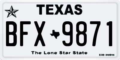 TX license plate BFX9871