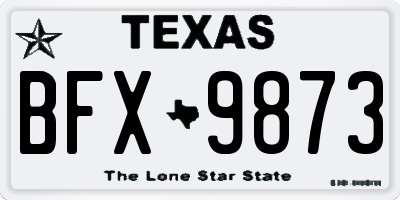 TX license plate BFX9873