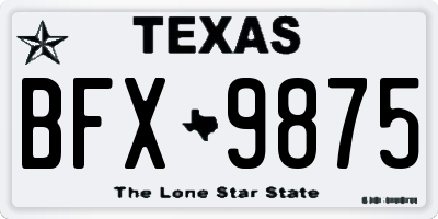 TX license plate BFX9875