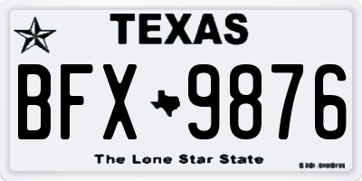 TX license plate BFX9876