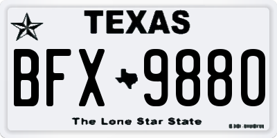 TX license plate BFX9880