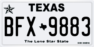 TX license plate BFX9883