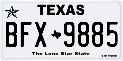 TX license plate BFX9885